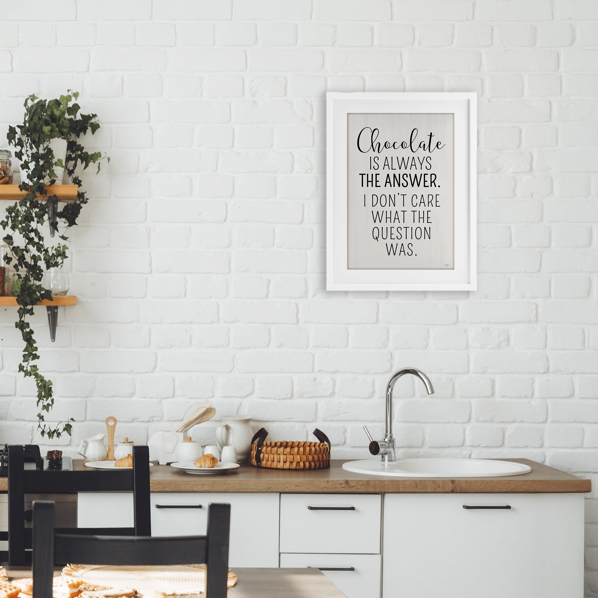 Stupell Industries Chocolate Is Always The Answer White Framed Print Under Glass, design by Lux + Me Designs