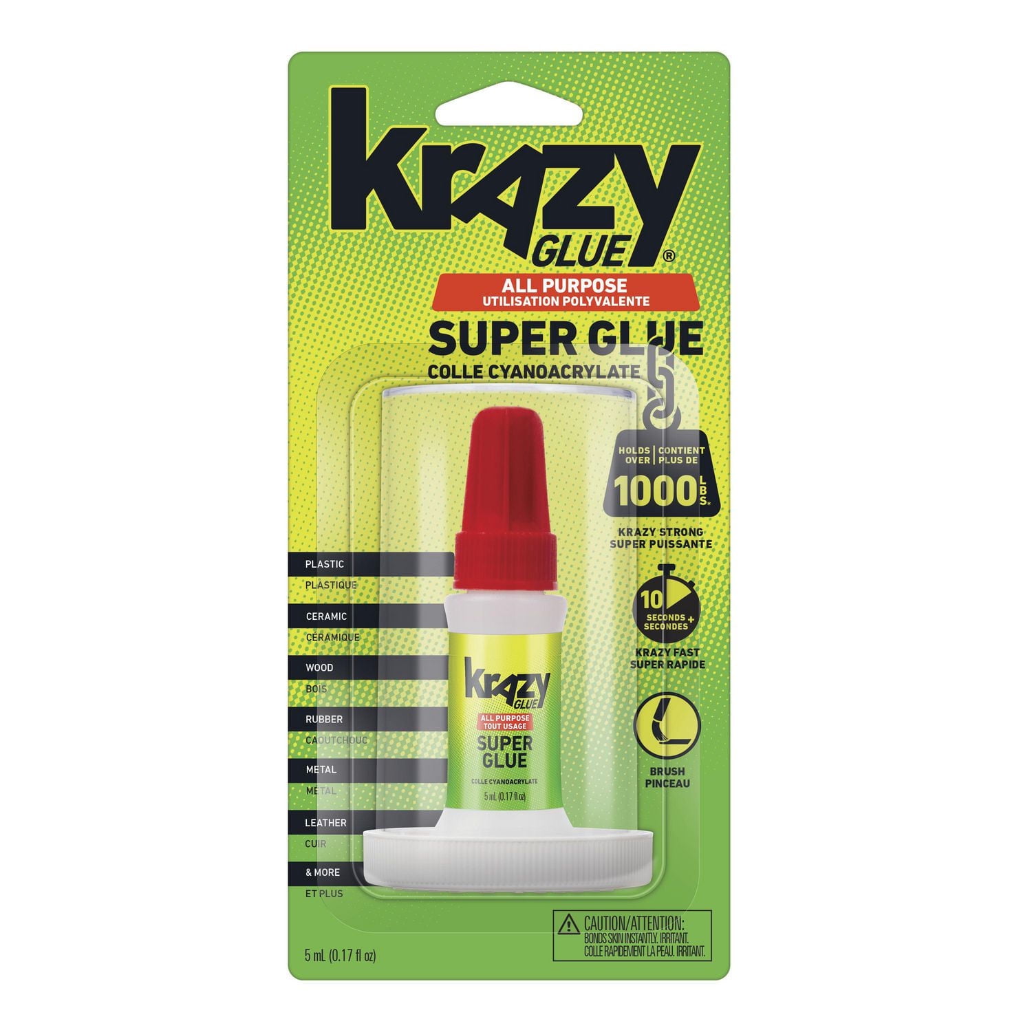 Krazy Glue All-Purpose Super Glue, Brush Applicator, 5 mL