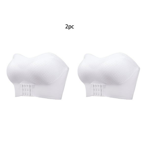 POIUYTR 2 Pack Plus Size Strapless Bra for Women, Padded Seamless Bandeau Bra with Support Wire Free Tube Top