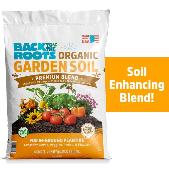 Back to the Roots Organic Premium Blend Garden Soil, 1 Cubic Foot Bag