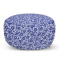 thumbnail image 1 of Floral Pouf Cover with Zipper, Repetitive Monochrome Flowers Spring Blossoms Garden Art Illustration, Soft Decorative Fabric Unstuffed Case, 30" W X 17.3" L, Persian Blue and White, by Ambesonne, 1 of 5