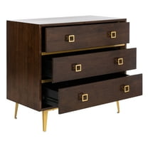 SAFAVIEH Katia Contemporary Retro Three Drawer Chest, Brown (31.9 in. W x 16 in. D x 29 in. H)