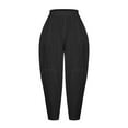 thumbnail image 5 of CFLVAEK Cotton Linen Lantern Pants for Women with Pockets Casual Elastic High Waisted Baggy Pant Solid Color Wide Leg Summer Lounge Trousers Black L, 5 of 7