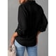 thumbnail image 3 of Camisa elegante de mezclilla para mujer, manga larga, cuello en V, negra, 3 of 4