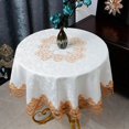 thumbnail image 5 of Mantel redondo de encaje blanco para el hogar, cubierta antipolvo de flores bordadas para mesa de comedor, Europa, 5 of 5