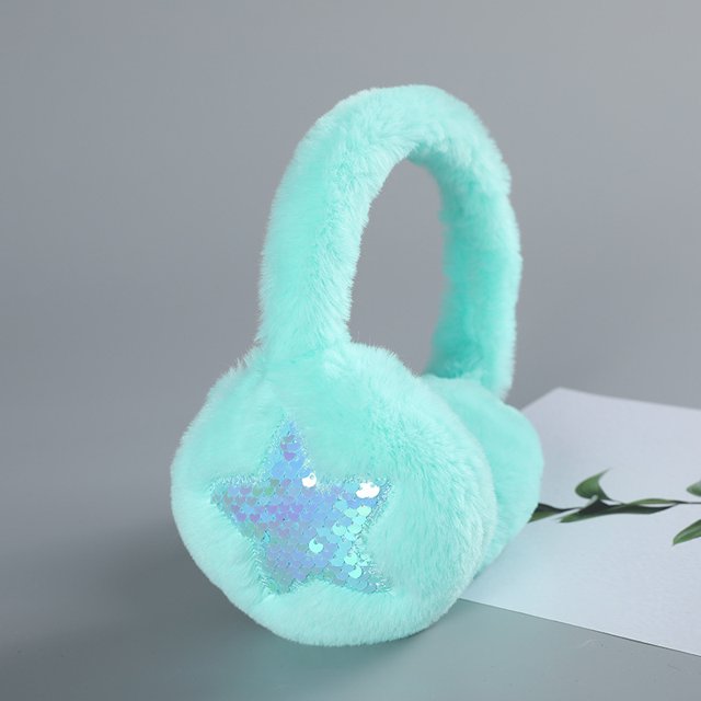 Versión coreana de orejeras de estrella de cinco puntas con lentejuelas, orejeras de felpa protectoras para los oídos, orejeras cálidas de invierno para mujer