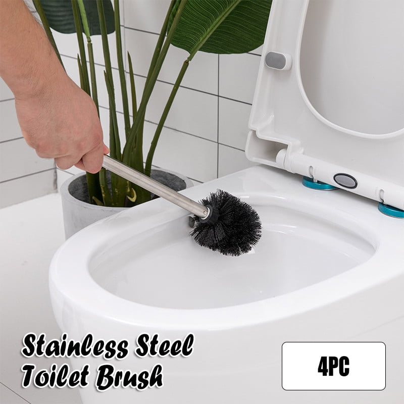 Toilet Brush Silicone Heads Stainless Steel Handles Replacement