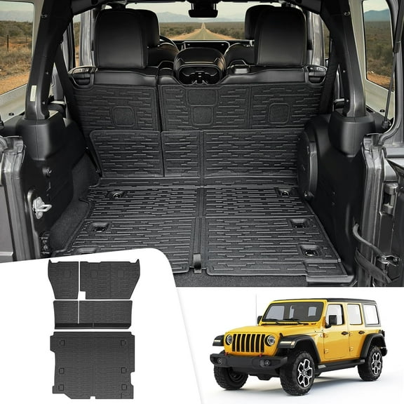 Cargo Mats for 2018-2025 Jeep Wrangler JL Unlimited 4X4 Trunk Mat with Backrest Liner, All Weather TPE Protector Rear Back Seat Mats for 18-25 Wrangler JL 4X4 4 Door Accessories