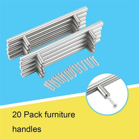 - 20 Drawer Bar Pull Handles, Kitchen Furniture Cabinet Door Handles, Household Stainless Steel Cupboard Drawer T Bar Pull Handle for Shoe Cabinet, Bookcase, Drawer