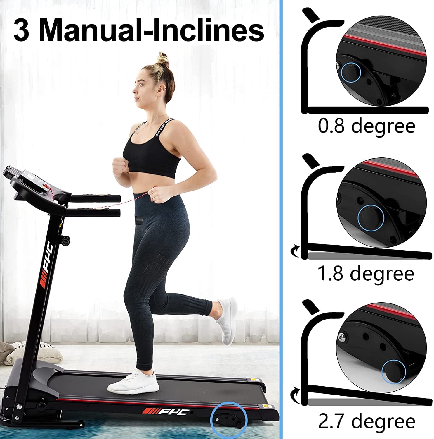 Swertoy 2.5HP Folding Incline Treadmill with 12 Preset Programs Bluetooth Electric Walking Treadmill Machine For Home