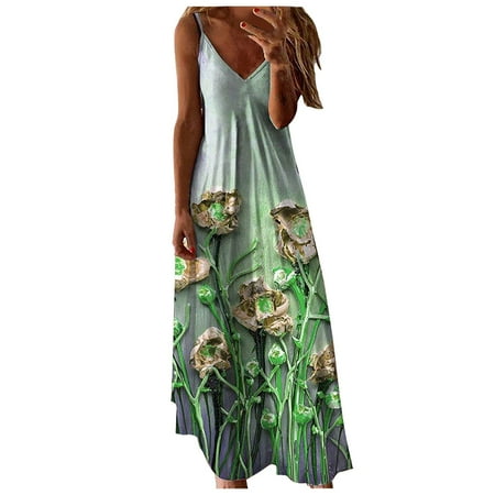 

Inkach Womens High Waist Floral Print Camisole Bress