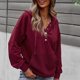 thumbnail image 5 of Sudadera con capucha suelta para mujer, con hombros caídos, manga larga, bolsillo, sudadera con capu Abanopi borgoña/Pequeña, 5 of 7