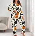 thumbnail image 3 of XUNKUSGA Plus Size Halloween Women's Pajama Sets Casual Long Sleeve Top and Bottoms Pjs 2 Piece Sets for Women Soft Cozy Fall Winter Pajamas for Women Set #10 XL, 3 of 7