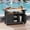 Black, variant on Nihsuao Resin Outdoor Grill Cart, Patio Storage Table, Outdoor Kitchen Island with Stainless Steel Top & Storage Cabinet for Kitchen Prep, Outdoor Bar Cart for Patio, Poolside and Backyard, Black