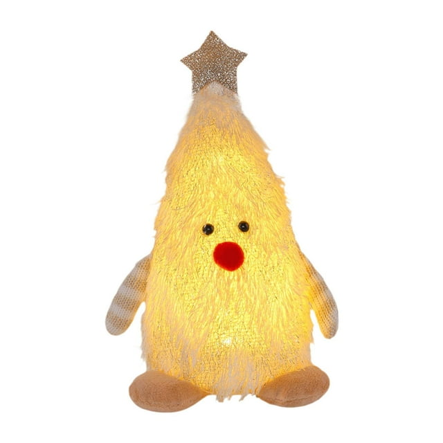 Muñeca navideña iluminada, linda decoración navideña, juguete de peluche iluminado, muñeca de peluche. Blanco