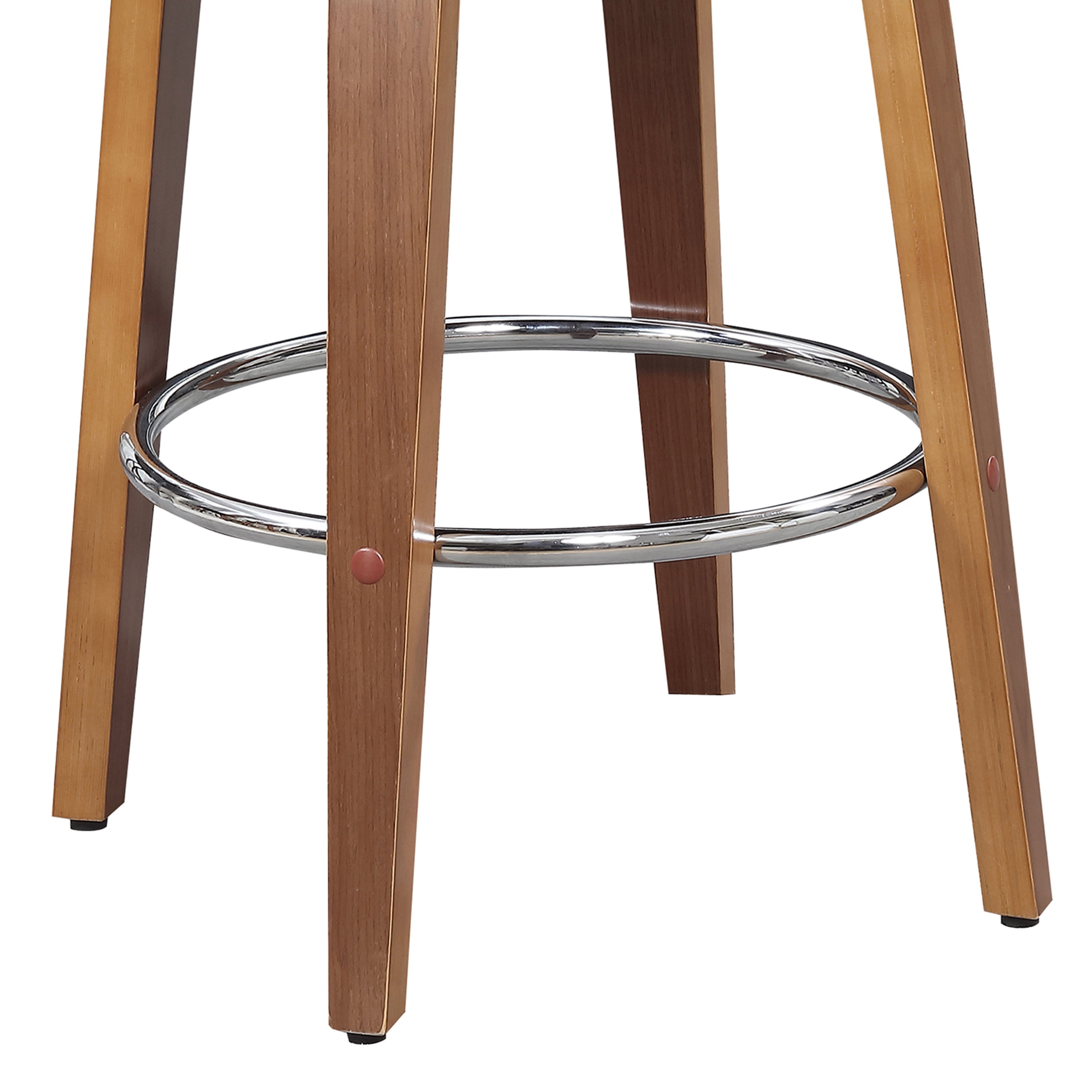 Wood and Faux Leather Copper Mid-Century 27-Inch Counter Seat Height Swivel Barstool