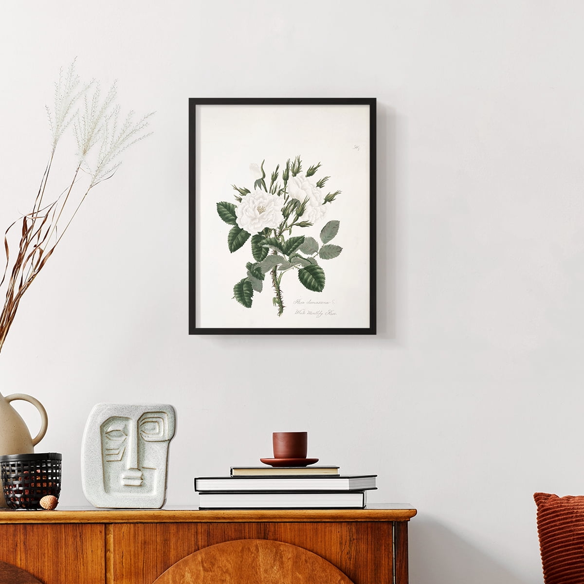 Vintage Floral Print CCXX - 14in. x 11in. Vintage Framed Print in Black Wood Frame