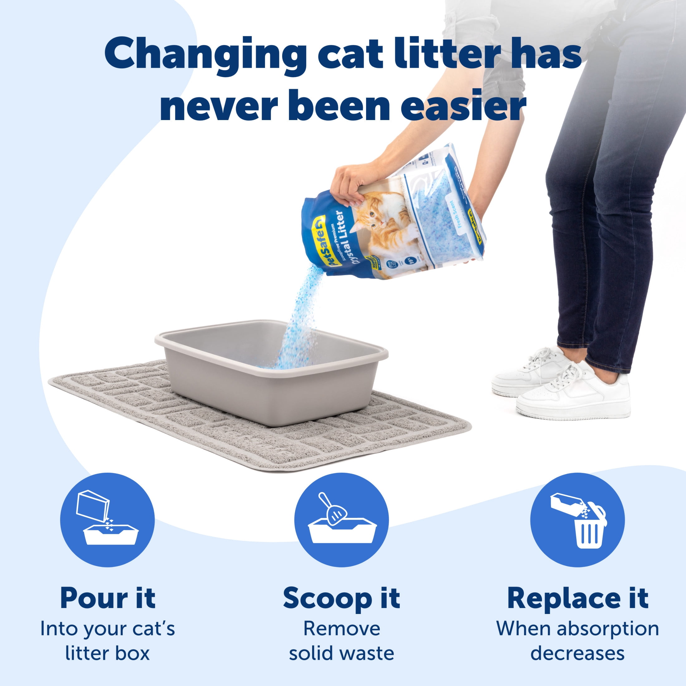 PetSafe ScoopFree Premium Fresh Crystal Cat Litter, Lightly Scented, 3 Packs of 8 lb bags