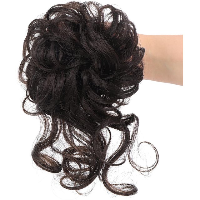 LAICAIW Chignon Désordonné, Postiche Chignon Brun Noir Extensions de Cheveux pour Femmes