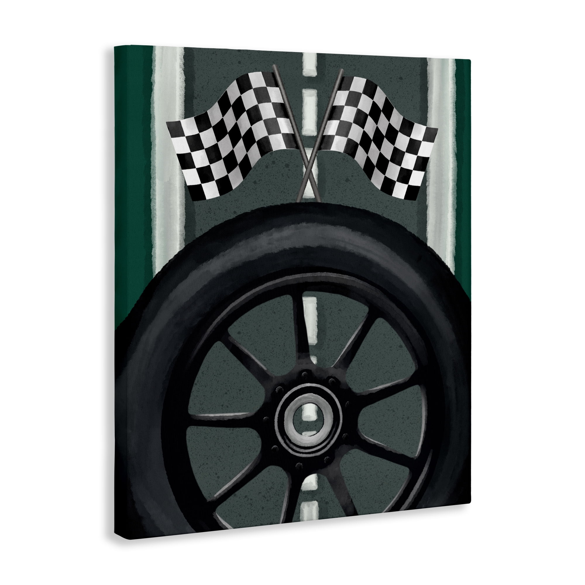 Stupell Industries Racetrack Flags & Tire Canvas Wall Art, design by Jennifer Stith