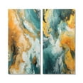 thumbnail image 2 of Designart "Oceanic Harmony Turquoise Waves Abstract II" Abstract Painting Wall Art Set Of 2 - Modern Gold Gallery Wall Set For Home Decor, 2 of 6