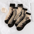 thumbnail image 5 of 5 Pairs Women Sheer Floral Socks Lace socks Thin Sock See Through Sock for Women Ladies, 5 of 7