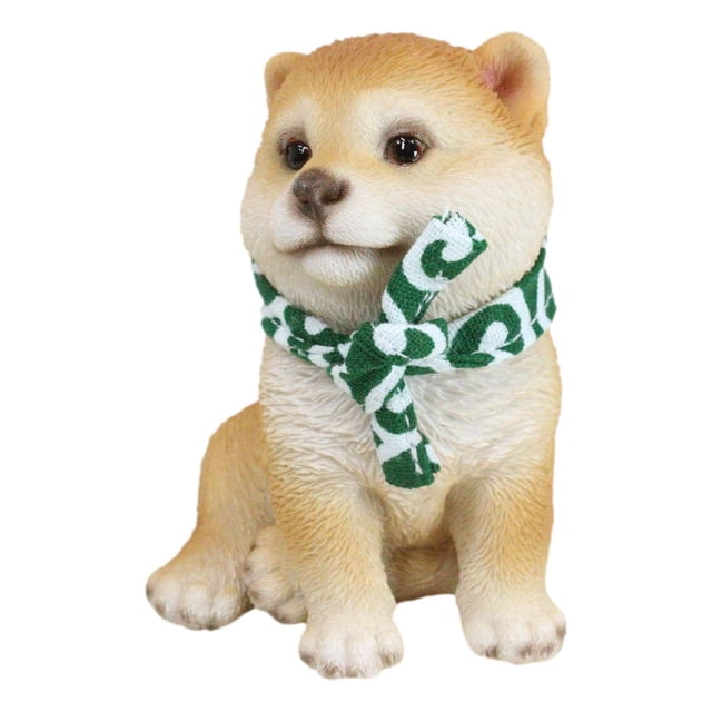 Chiot Shiba Inu Japonais Adorable Assis avec Écharpe Mini Figurine
