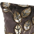 thumbnail image 2 of Jordan Manufacturing 16" x 16" Dark Gray and Gold Leaves Square Reversible Decorative Throw Pillow with Bead and Sequin Accents, 2 of 5