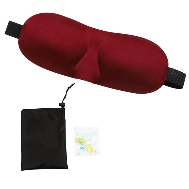 16g Lightweight 3D Contoured Sleep Eye Mask Set - 218x84mm Breathable Eye Cover (Black/Blue/Red/Grey Optional) with Waterproof Storage Pouch and Random Color Earplugs, Total Package Weight 100g