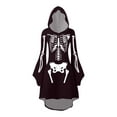 thumbnail image 5 of FEIFLY Women's Halloween Skeleton Print Hooded Dress O-Neck Long Sleeved Long Dresses Holiday Clothing, 5 of 6