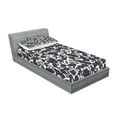 thumbnail image 2 of Ambesonne Black White Fitted Sheet & Pillow Sham Set, Gardening Flowers, Twinxl, Dark Navy Blue White, 2 of 2