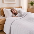 thumbnail image 5 of BDEUS Full/Queen Quilt, Soft Bed Summer Lightweight Bedspread Coverlet, Grid Quilt Stitching for All Season, White, 5 of 9