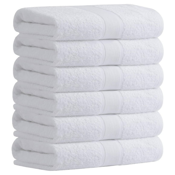 Juego de toallas de baño Aibaser Natural Ultra Absorbentes de 6 piezas, color blanco