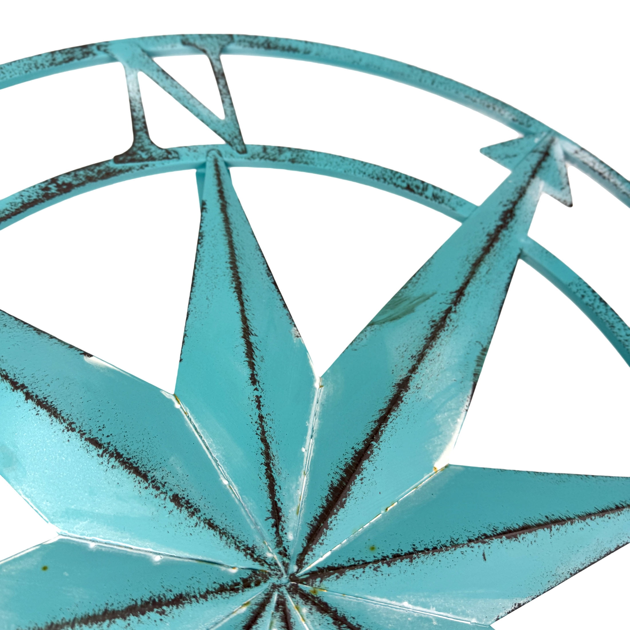 Zeckos Aqua Metal Compass Rose Wall Decor 20.25 inch Coastal Nautical Beach Art - Aqua - Size 20.25 inch diameter