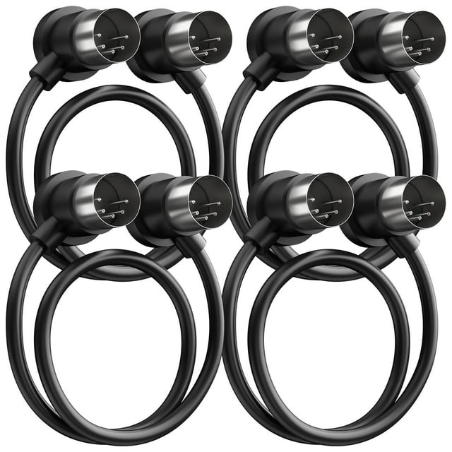 Heams Paquete De 4 Cables Midi Premium En Ángulo Recto Perfil Bajo De 1 Pie Para Ahorrar Espacio Cables Midi Transmisión Estable Y Rápida Y Cable Din De 5 Pines De Larga Duración Ideal Para Interfaz M