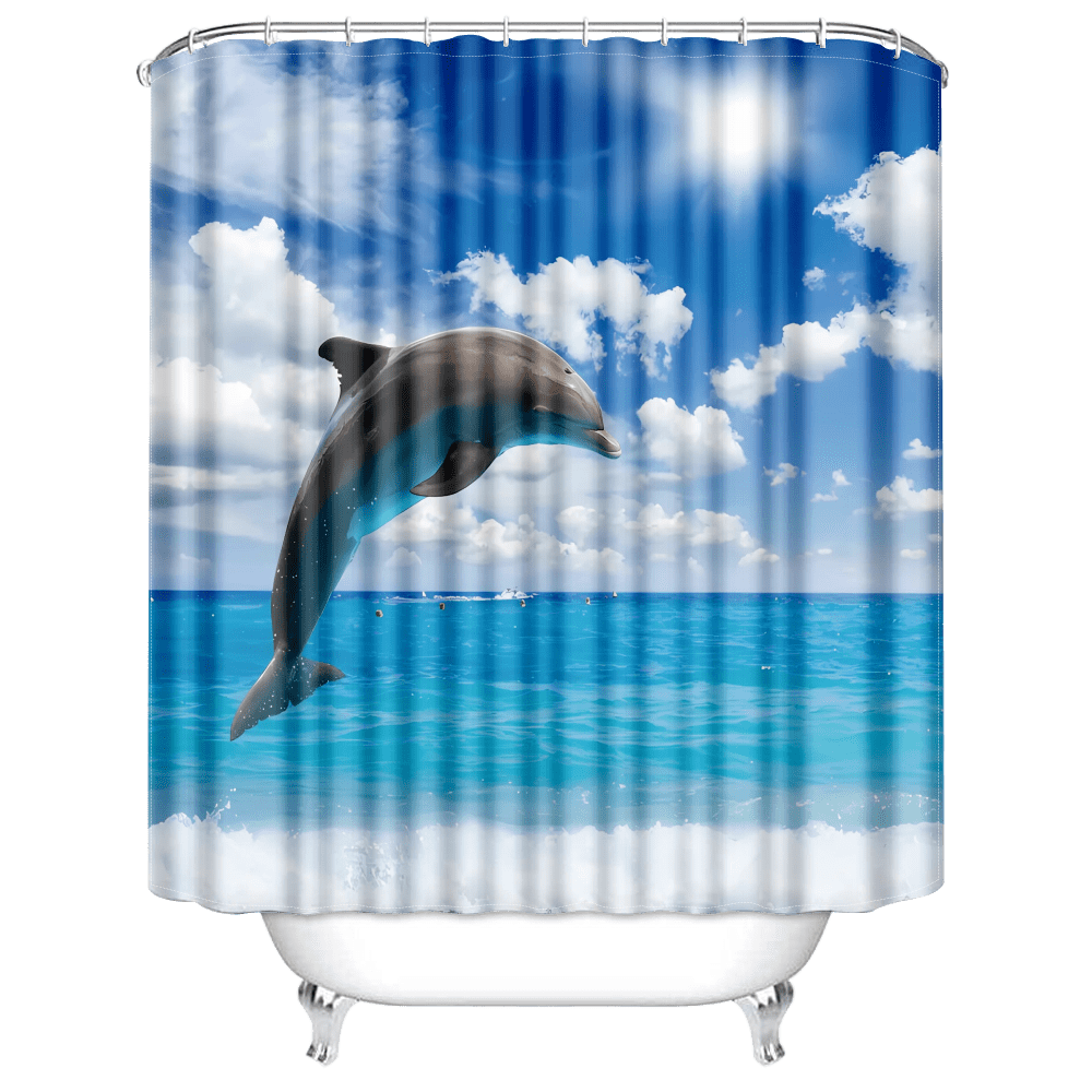 Nautical Sea Beach Theme Fabric Shower Curtain Sets for Bathroom Decor