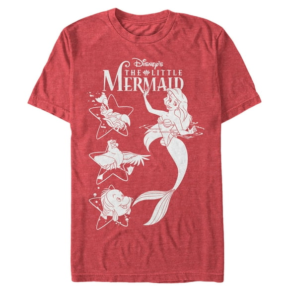 Men's The Little Mermaid Ariel's Pals Graphic Tee Red Heather 2X Large