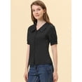 thumbnail image 4 of INSPIRE CHIC Blusa De Trabajo Informal De Algodón Peter Pan Para Mujer Negro XS, 4 of 4
