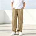 thumbnail image 5 of Jessboyy Sweatpants for Boys Loose Fit Straight Leg Open Bottom Sweatpant with Pockets Elastic Waist Casual Fall Winter Boy Pants Khaki,7-8 Years, 5 of 9