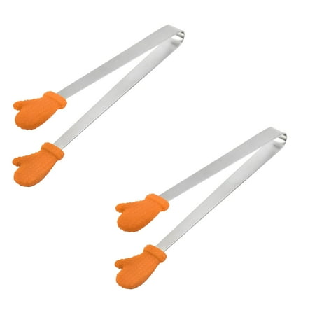 

2PCS Christmas Thanksgiving Food Clips Kitchen Glove Creative Small Palm Silicone Clip Stainless Steel Handle And Hand Shaped Designed Tongs Gadgets For Sweets Ice Cube Spices Sugar Barbecue