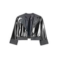 thumbnail image 5 of Hansber Kids Girls Shiny Metallic Long Sleeve Jacket Hip Hop Jazz Dance Crop Top Rave Party Festival Coat Outerwear Black 14, 5 of 6