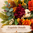 thumbnail image 5 of 24 Inch Fall Wreath for Front Door, Artificial Autumn Harvest Wreath with Sunflowers Pumpkins Maple Leaves Berries, Thanksgiving Halloween Home Porch Decor, 5 of 8