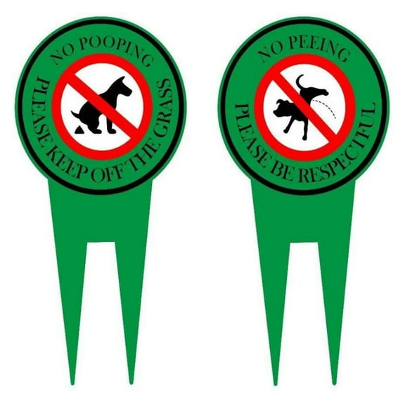 No Peeing and No Pooping Dog Sign, Metal Yard Sign, Please Be Respectful, Keep Off The Grass, 14" x 8", UV Protected & Waterproof, Outdoor Use 2Pcs