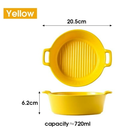 

8 Inch Cheese Baking Plate Ceramic Oven Safe Round Baking Dish Food Serving Dinner Trays