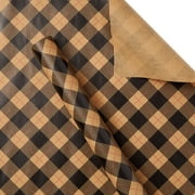 Holiday Time Buffalo Plaid Kraft Wrapping Paper, Christmas, Black, 30 Inches Wide, Fsc