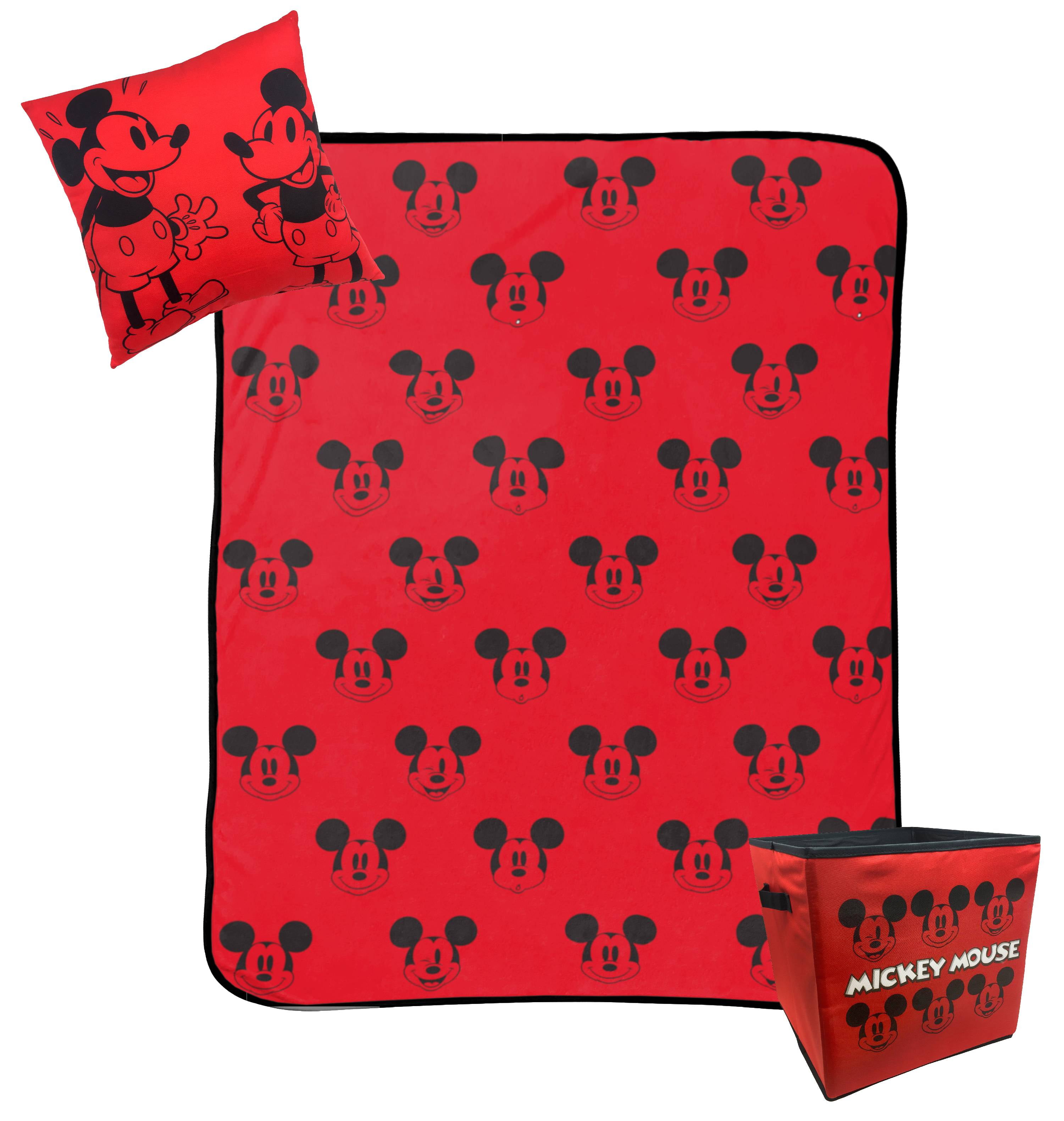 Disney Mickey Mouse 3pc Throw Blanket, Pillow & Storage Cube Set, Red