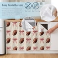 thumbnail image 5 of Pink Bow Football Cabinet Curtain 32"Wx55"L, Dustproof Pantry Door Curtain with Self Adhesive Tape, Modern Game Balls Retro Burlap Tall Storage Cover Privacy Drape for Bathroom Kitchen Laundry Room, 5 of 9