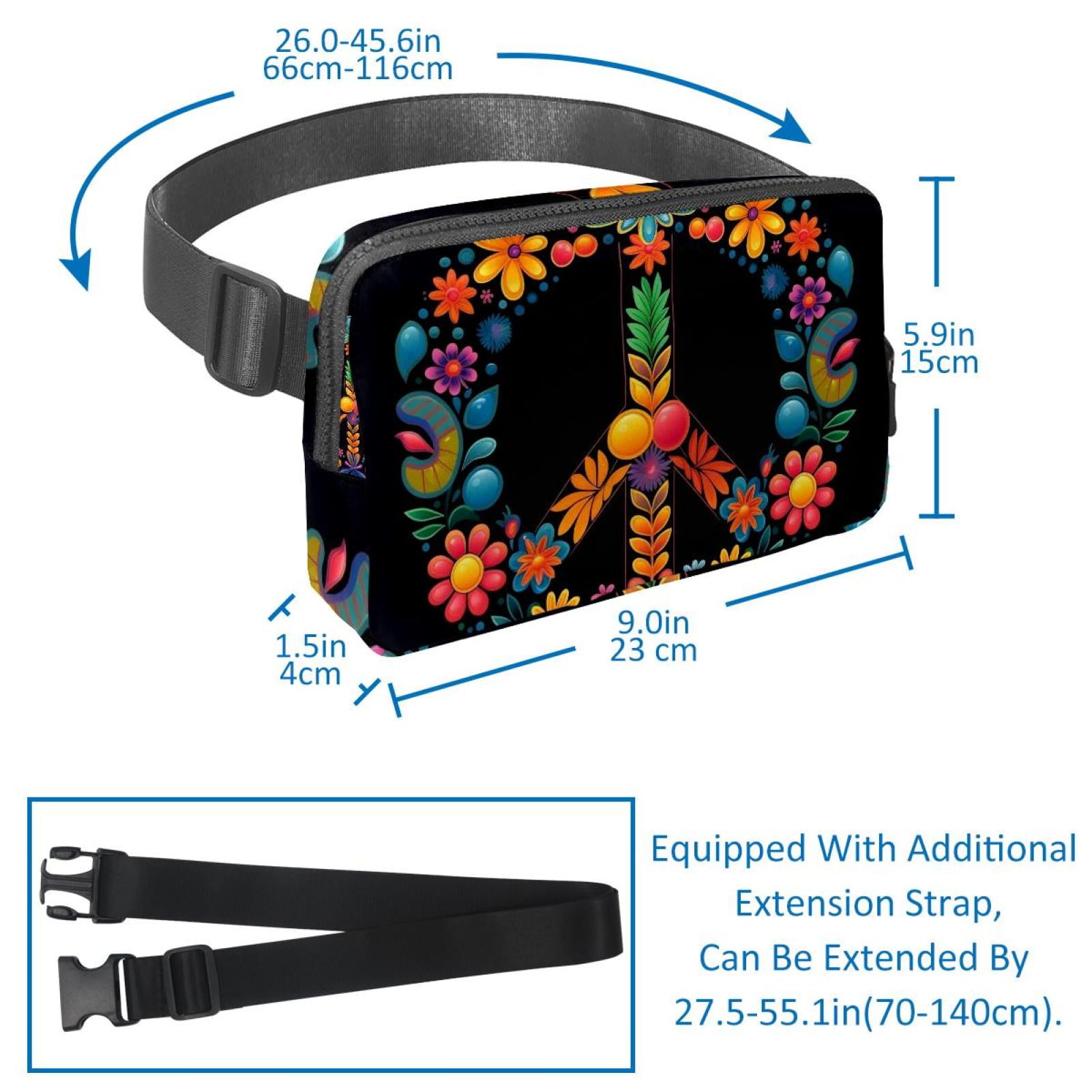 Peace Symbol Lightweight Adjustable Waist Pack with Extension Strap for Unisex, Fanny Packs, Fanny Bag