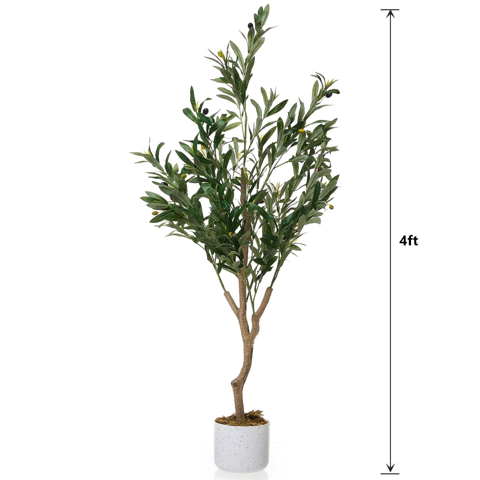 3.9FT Faux Olive Tree, Artificial Olive Trees with Lifelike Olive Branche and Fruits, Fake Floor Plants with Pot for Indoor Home Office Living Room Outdoor Decor