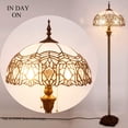 thumbnail image 6 of Tiffany Style Floor Standing Lamp W16H64 Inch Tall White Bend Stained Glass Shade 2E26 Antique Reading Lighting Resin Base S508W LAMPS Bedroom Living Room Bedside Coffee Table Lover Gifts, 6 of 8